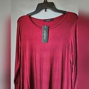 NWT Dark Red Cotton and Lace Dress M